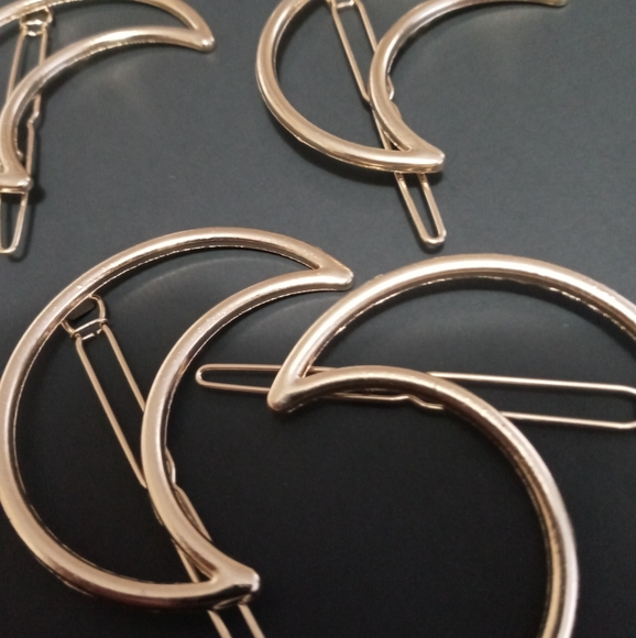2 Pack Hot Trendy Half Moon Gold Hair Clip - Picture 4 of 4